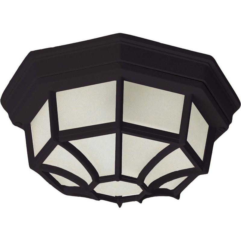 Crown Hill Two Light Outdoor Ceiling Mount in Black