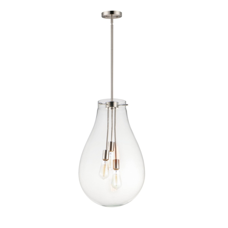 Gourd Three Light Pendant in Satin Nickel
