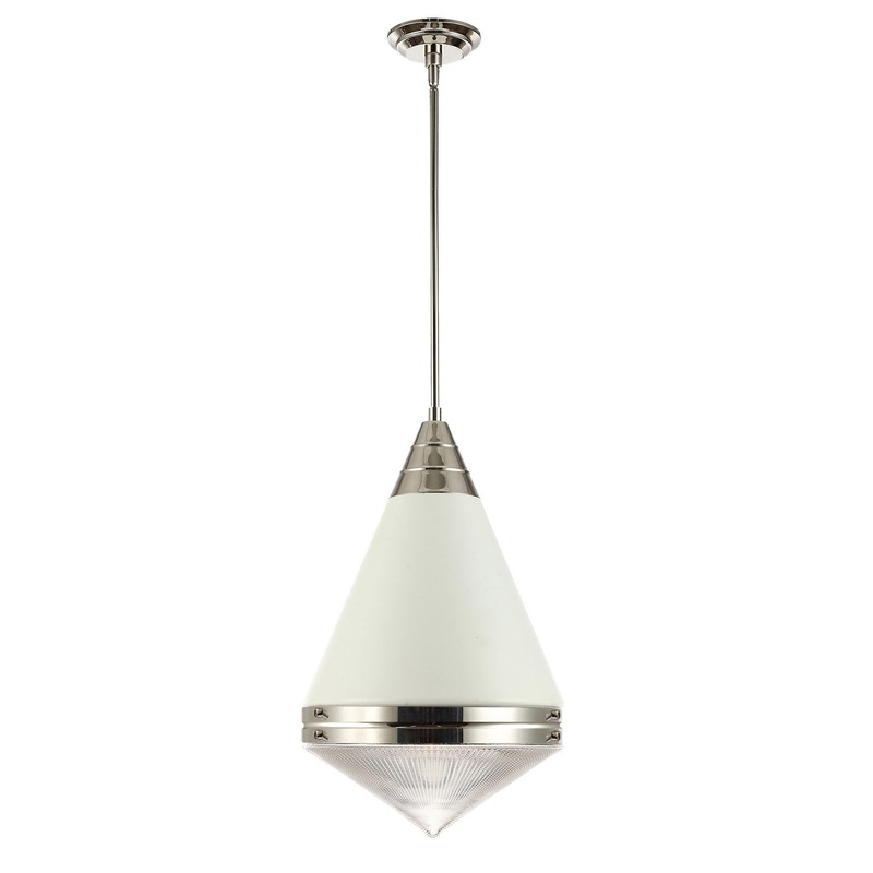 Hargreaves One Light Pendant in White / Polished Nickel