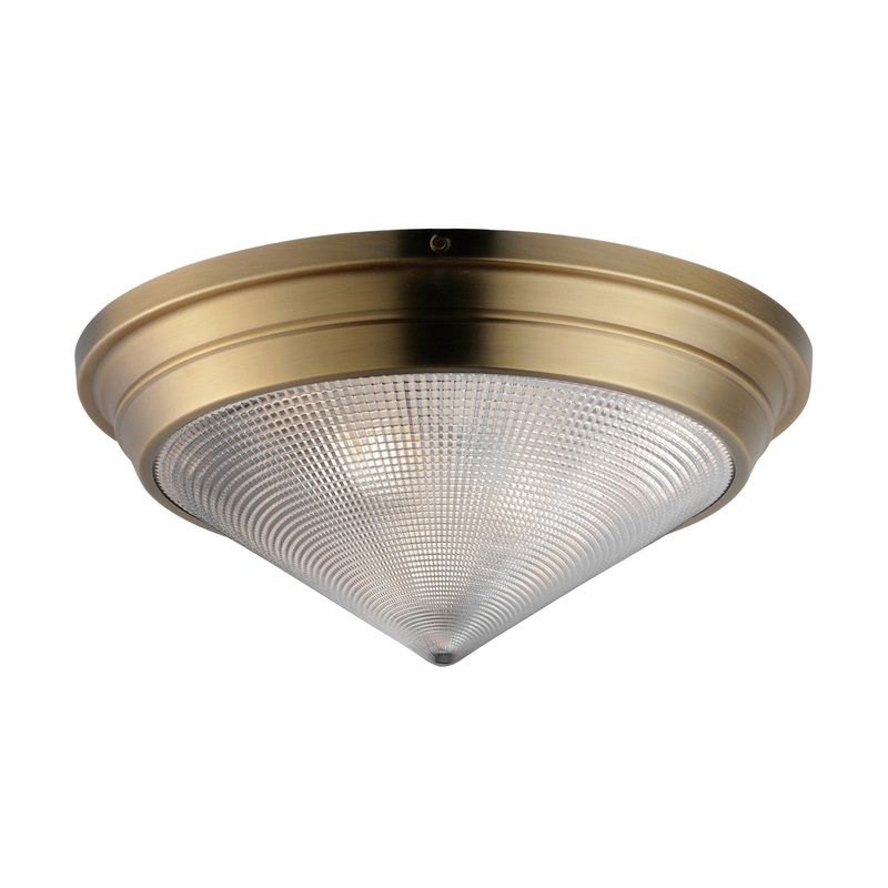 Hargreaves Three Light Flush Mount in Natural Aged Brass