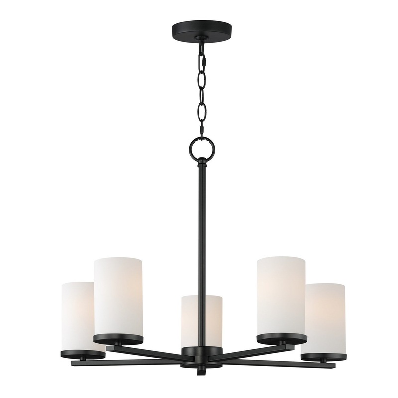 Lateral Five Light Chandelier in Black