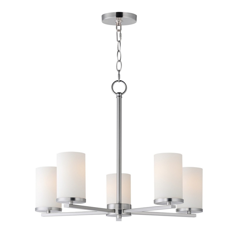 Lateral Five Light Chandelier in Satin Nickel