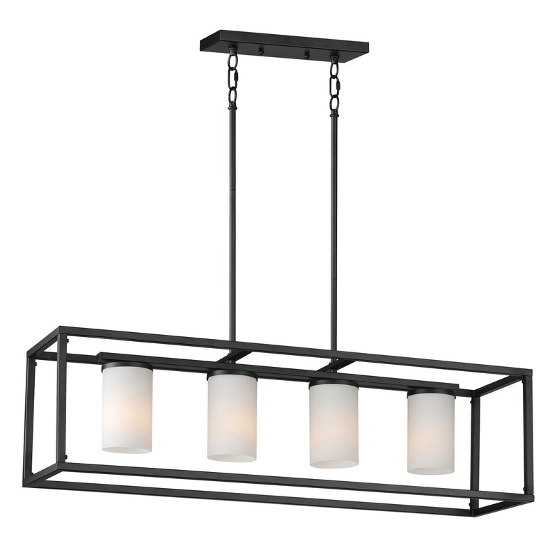 Lateral Four Light Linear Pendant in Black