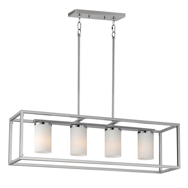 Lateral Four Light Linear Pendant in Satin Nickel