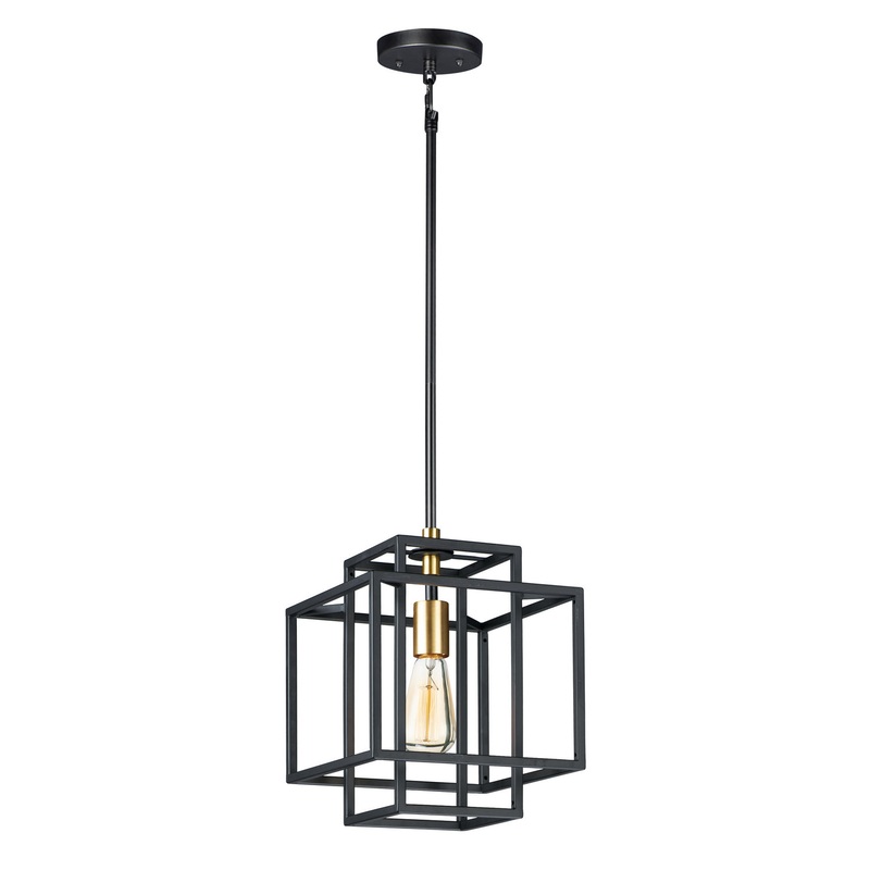 Liner One Light Pendant in Black / Satin Brass