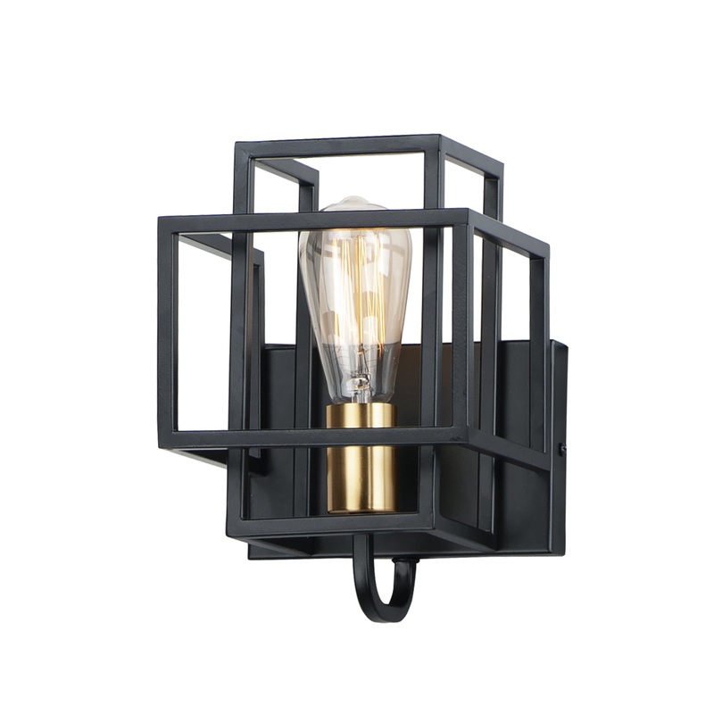 Liner One Light Wall Sconce in Black / Satin Brass