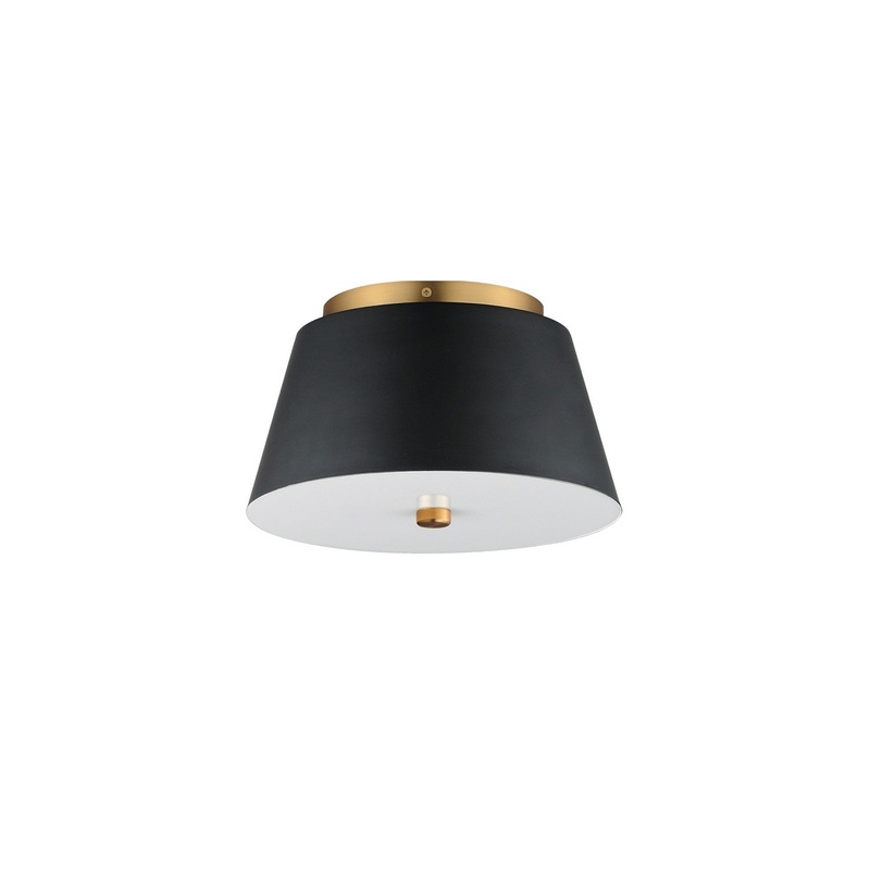 Miles LED Flush Mount in Black / Natural Aged Brass
