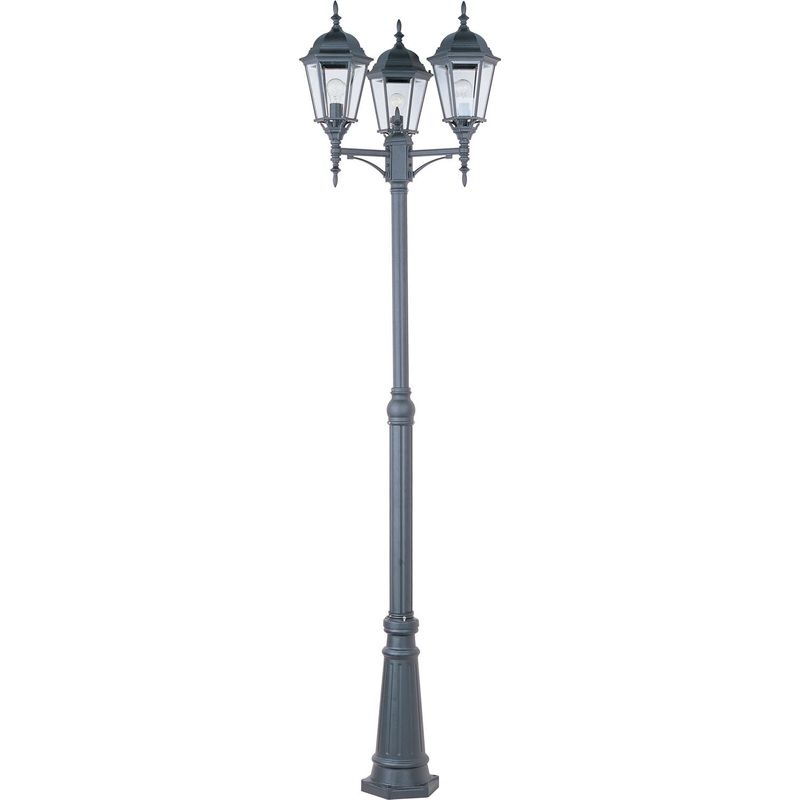 Poles Three Light Outdoor Pole/Post Lantern in Black