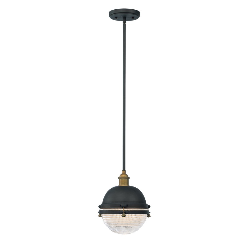 Portside One Light Outdoor Pendant in Oil Rubbed Bronze / Antique Brass