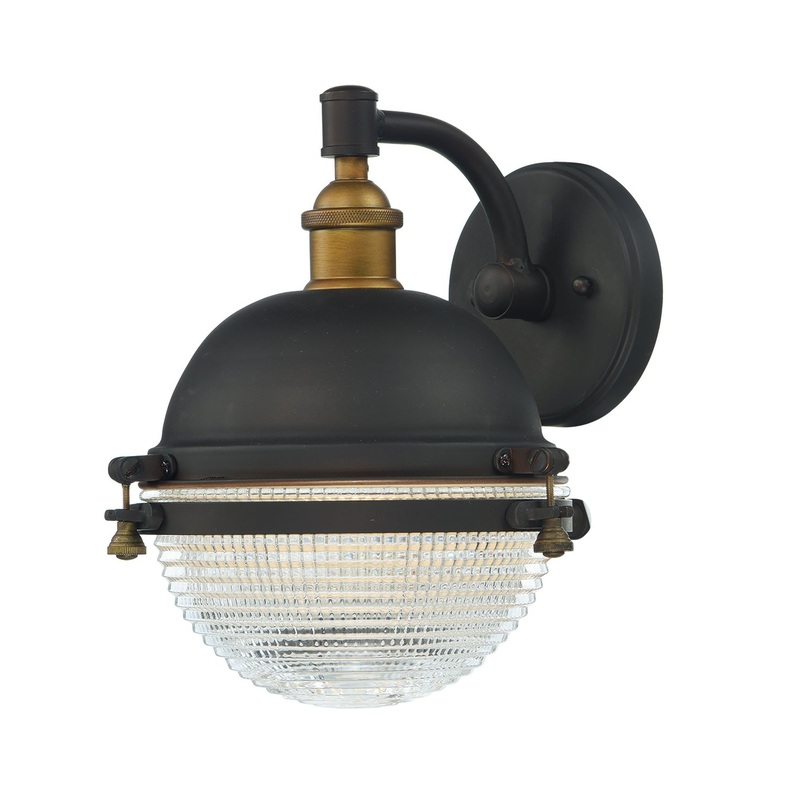 Portside One Light Outdoor Wall Lantern in Oil Rubbed Bronze / Antique Brass