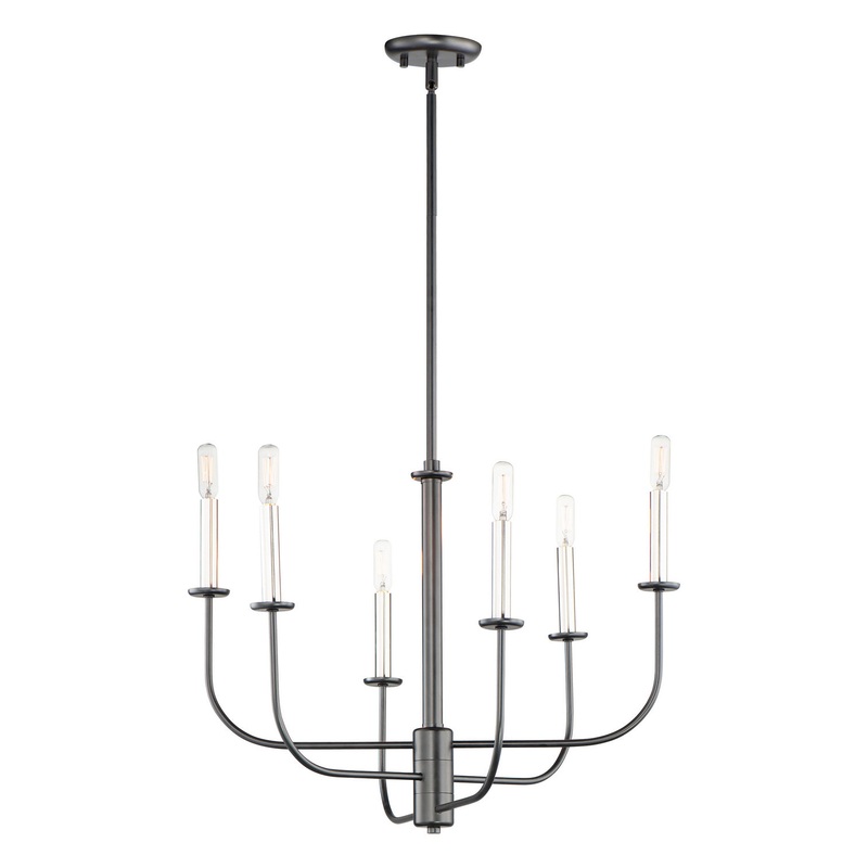 Wesley Six Light Chandelier in Black / Satin Nickel