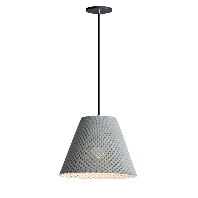 Woven One Light Pendant in Gray / Black