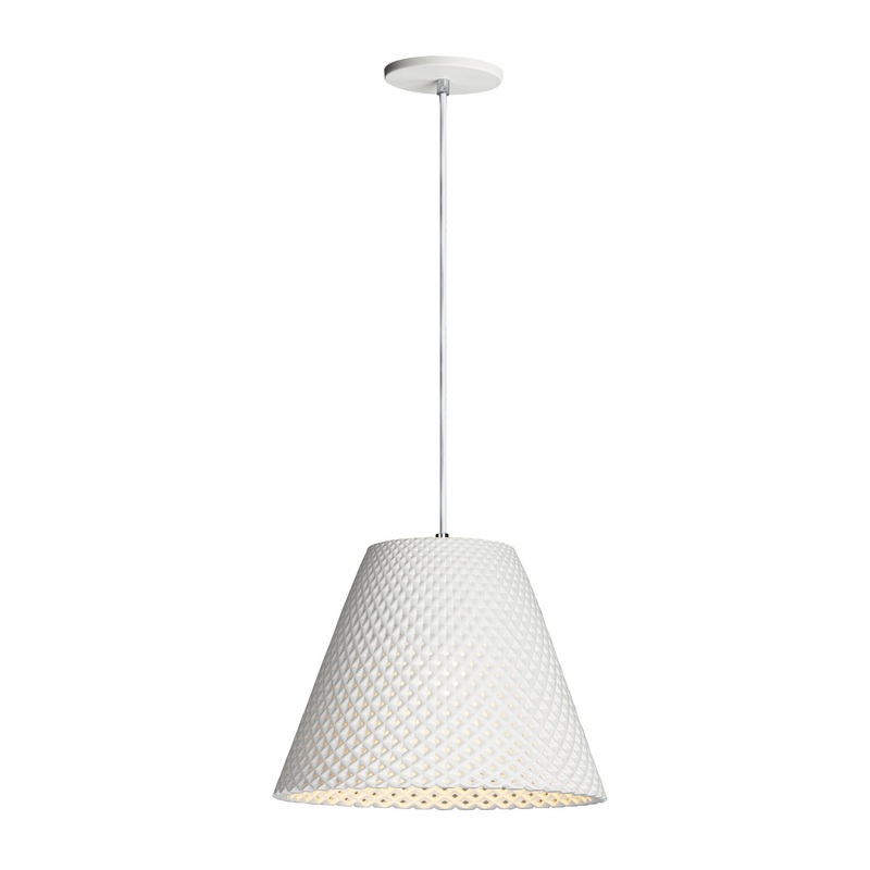 Woven One Light Pendant in White