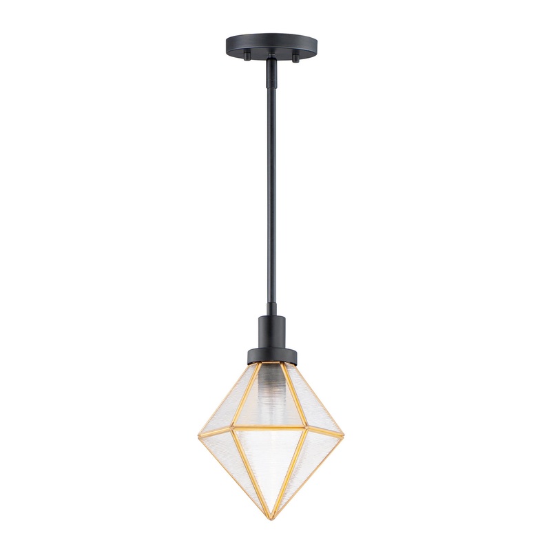 Adorn One Light Pendant in Black / Burnished Brass