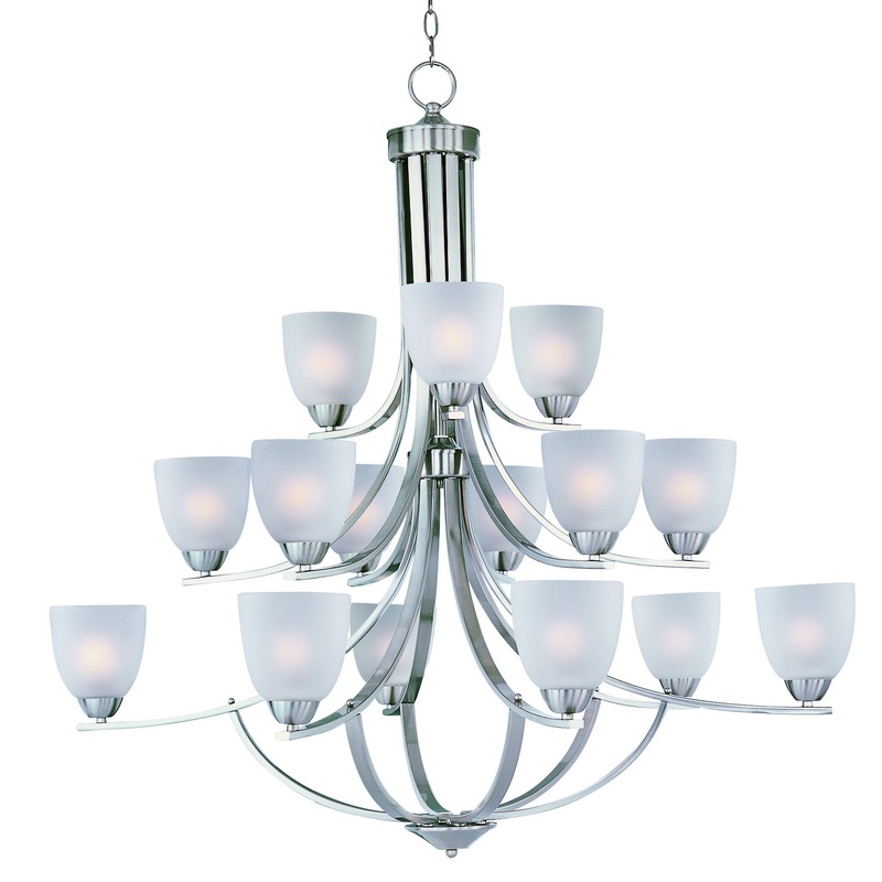 Axis 15 Light Chandelier in Satin Nickel