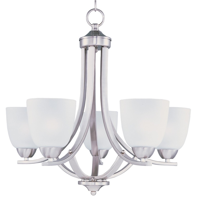 Axis Five Light Chandelier in Satin Nickel