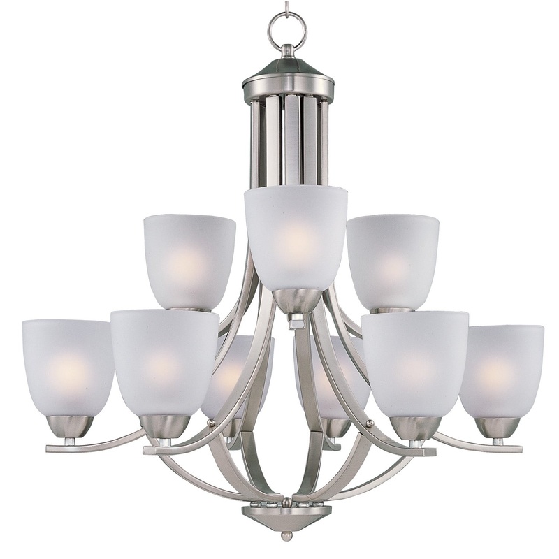 Axis Nine Light Chandelier in Satin Nickel