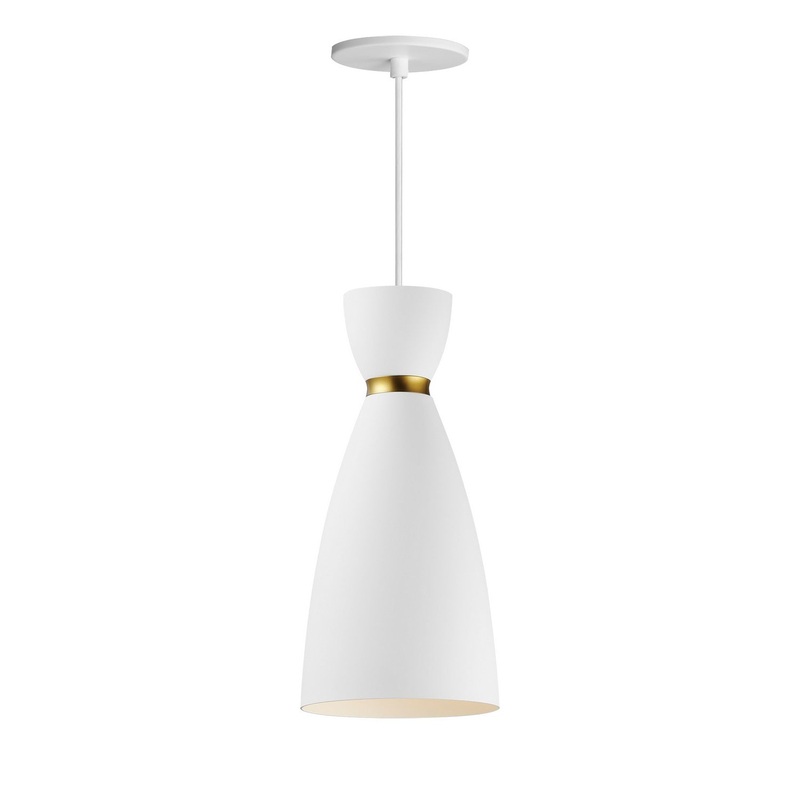 Carillon One Light Mini Pendant in White/Satin Brass