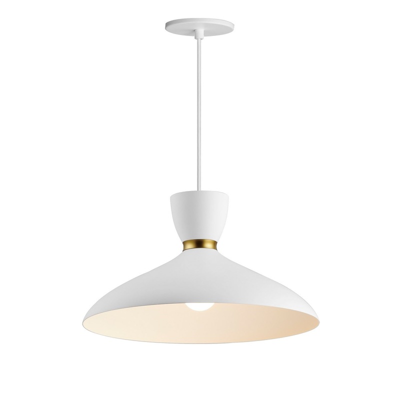 Carillon One Light Pendant in White/Satin Brass