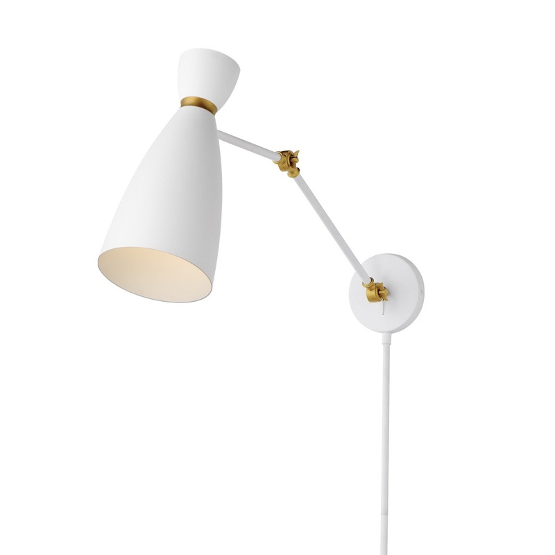 Carillon One Light Wall Sconce in White/Satin Brass
