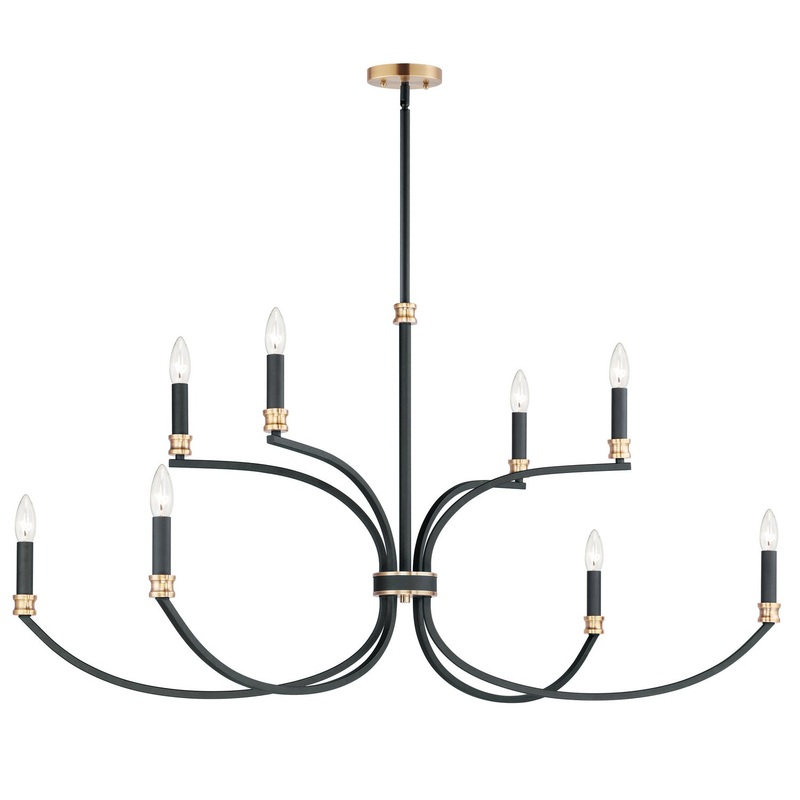Charlton Eight Light Chandelier in Black / Antique Brass