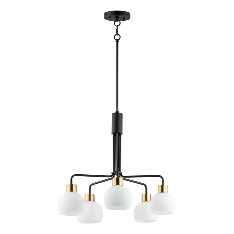 Coraline Five Light Chandelier in Bronze / Satin Brass