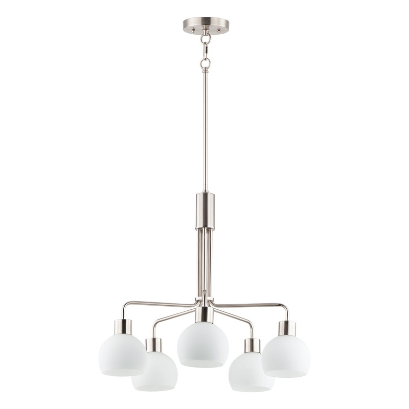 Coraline Five Light Chandelier in Satin Nickel