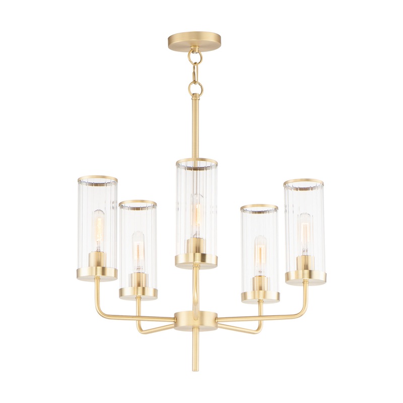 Crosby Five Light Chandelier in Satin Brass