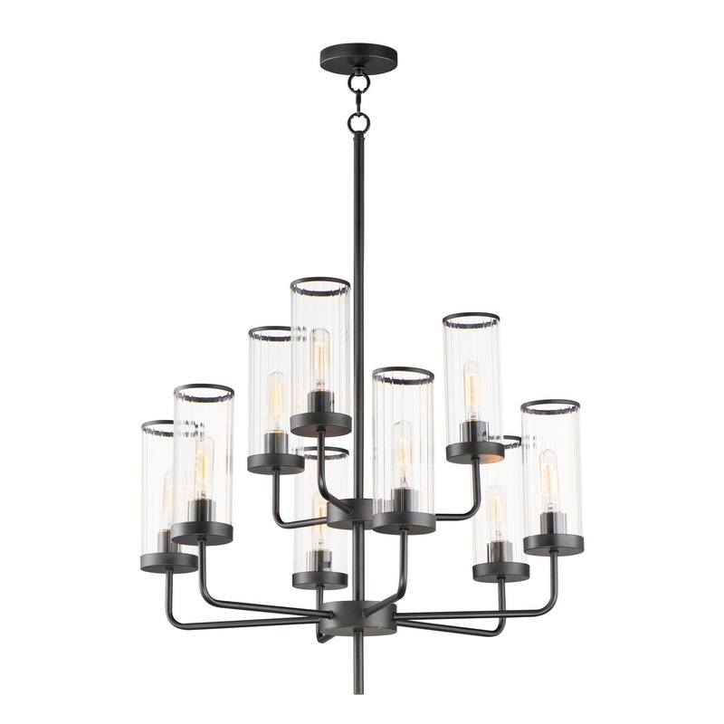 Crosby Nine Light Chandelier in Black