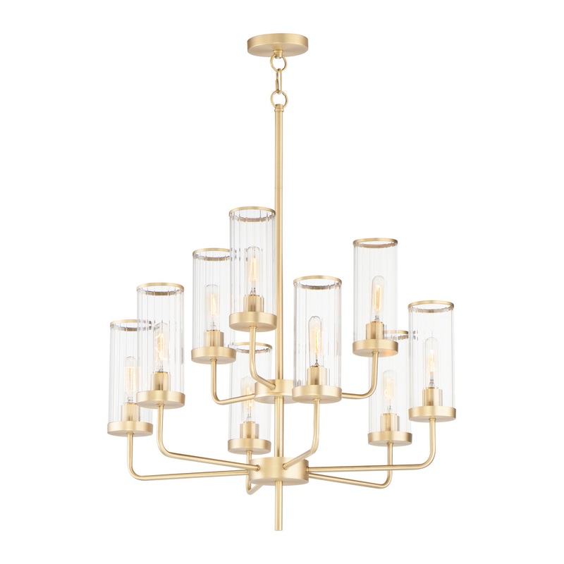 Crosby Nine Light Chandelier in Satin Brass