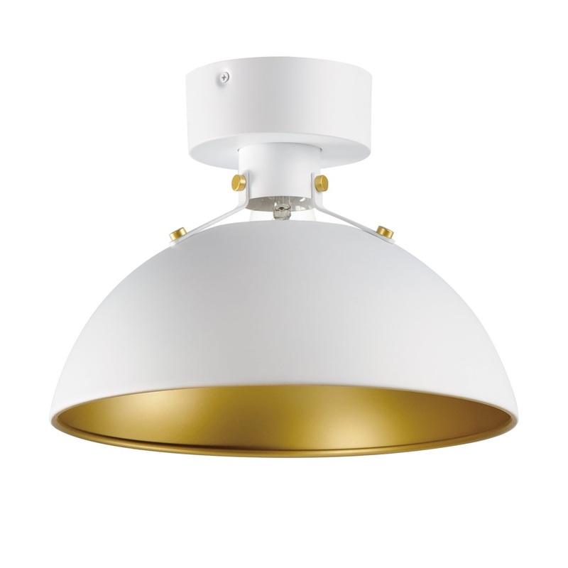 Dawn One Light Flush Mount in White/Satin Brass