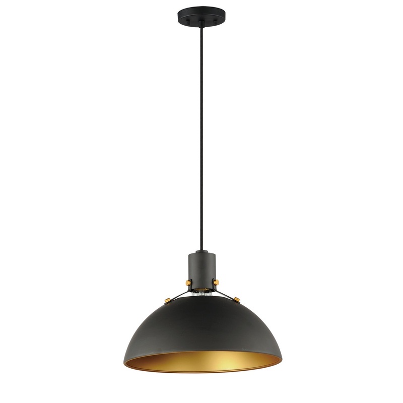 Dawn One Light Pendant in Antique Brass / Black
