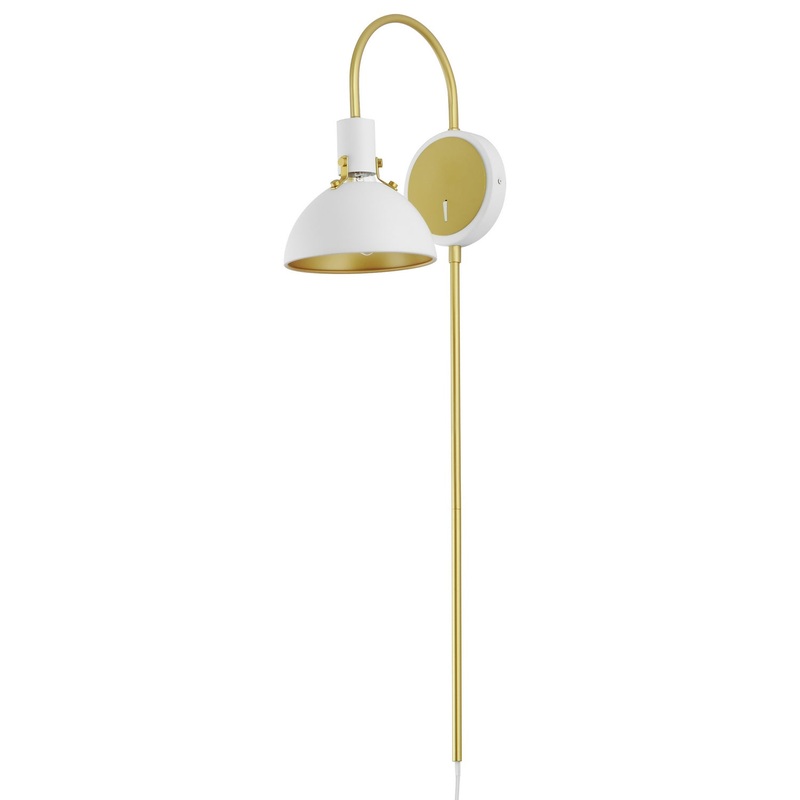 Dawn One Light Wall Sconce in White/Satin Brass