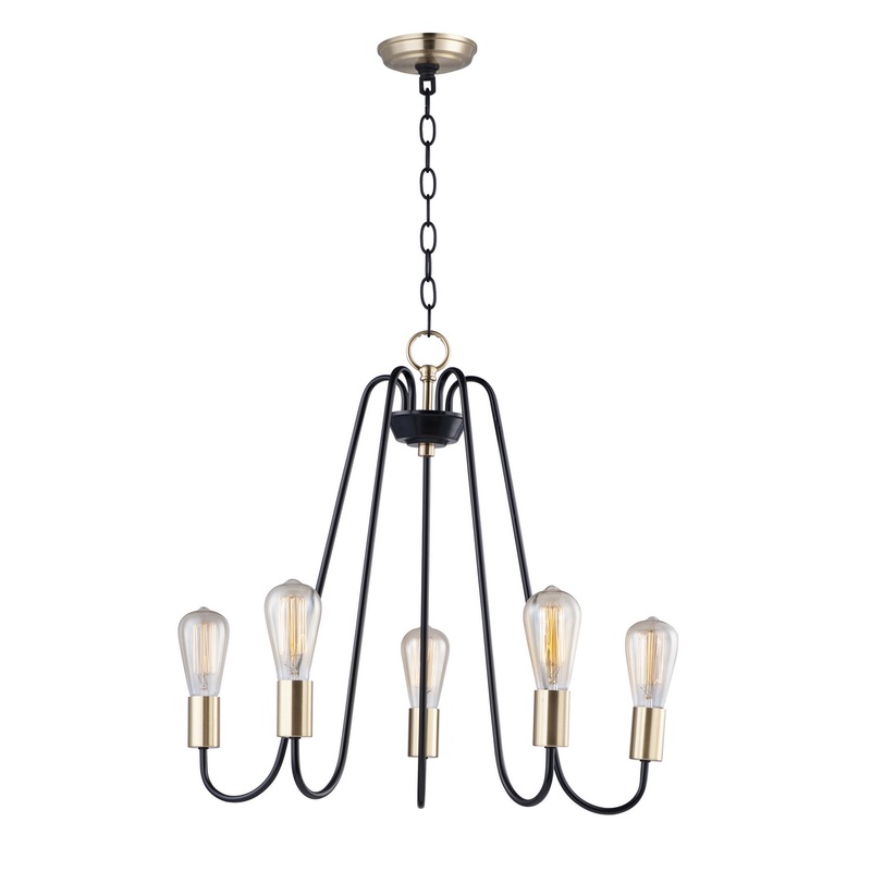 Haven Five Light Chandelier in Oil Rubbed Bronze / Antique Brass