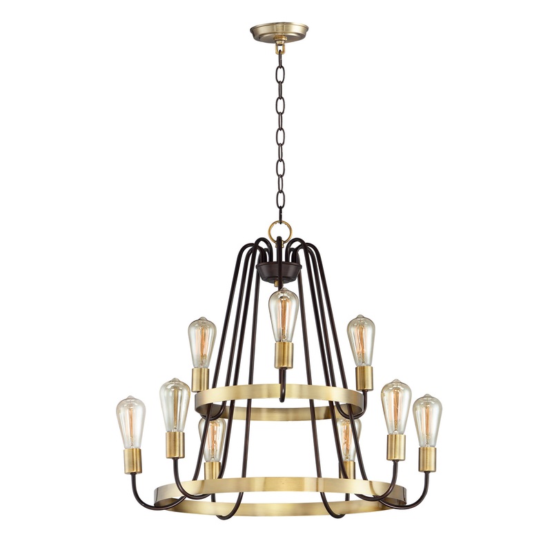 Haven Nine Light Chandelier in Oil Rubbed Bronze / Antique Brass