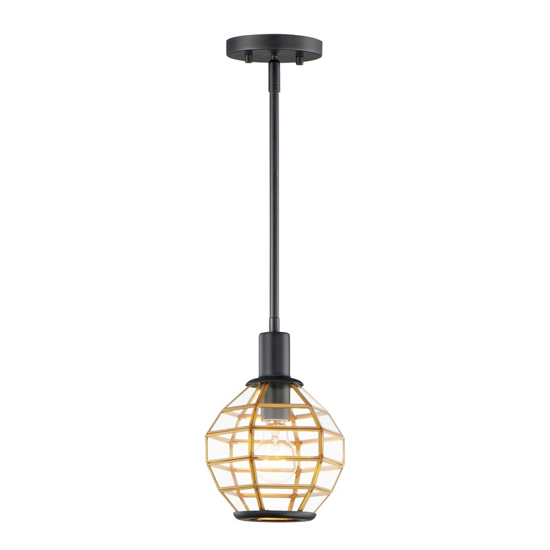 Heirloom One Light Mini Pendant in Black / Burnished Brass