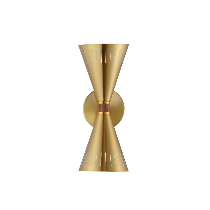 Helsinki Two Light Wall Sconce in Natural Aged Brass