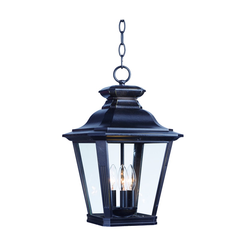 Knoxville Three Light Outdoor Hanging Lantern in Bronze