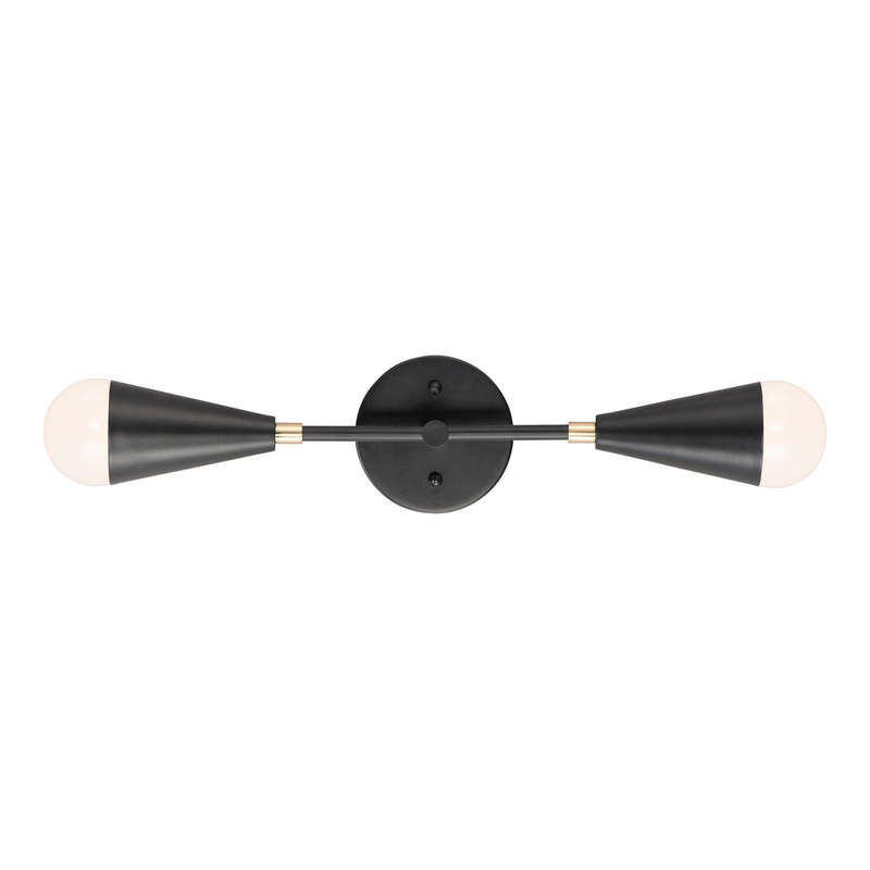 Lovell Two Light Wall Sconce in Black / Satin Brass
