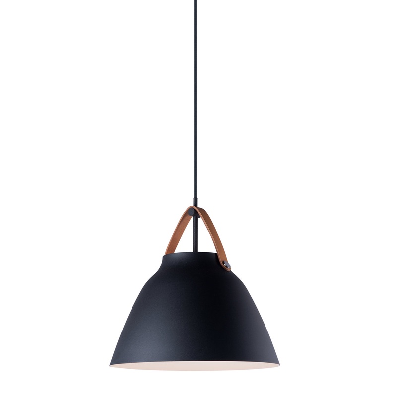 Nordic One Light Pendant in Tan Leather / Black