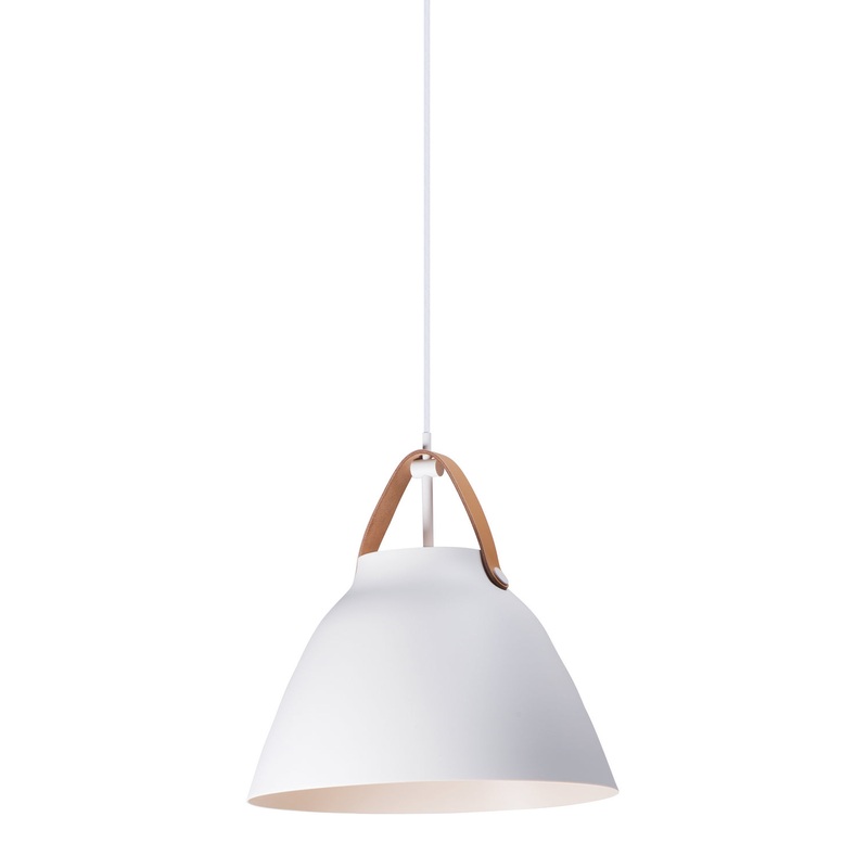 Nordic One Light Pendant in Tan Leather / White