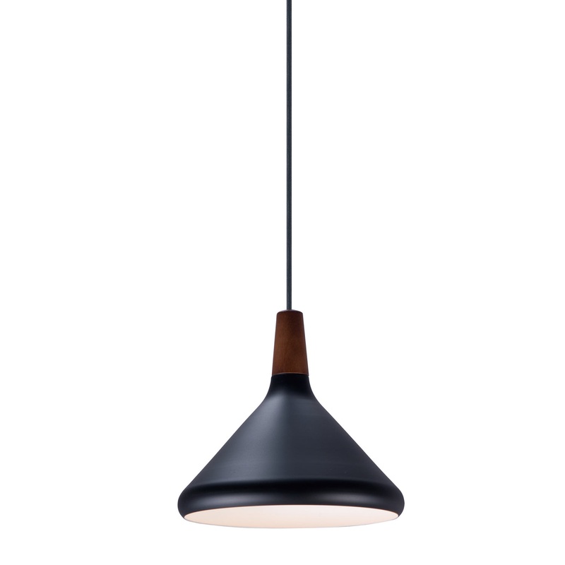 Nordic One Light Pendant in Walnut / Black