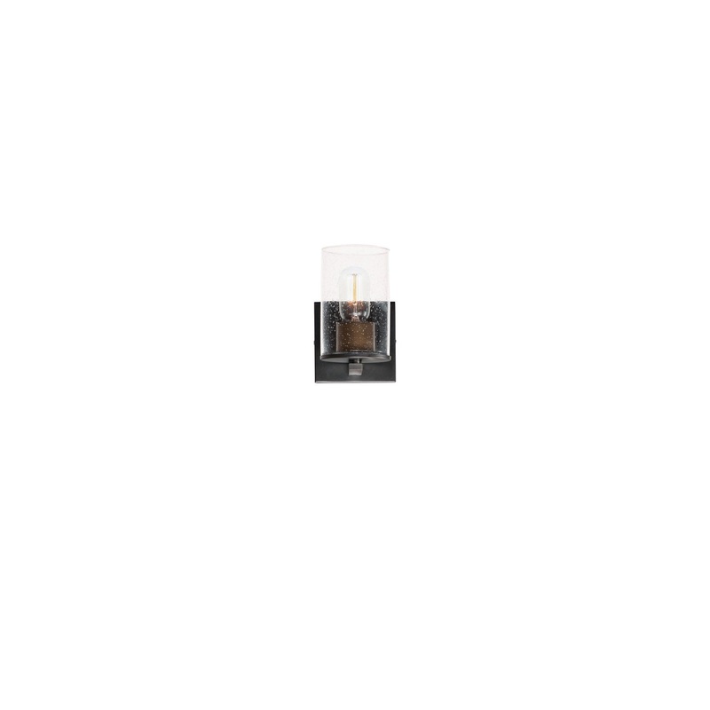 Sleek One Light Bath Vanity in Antique Brass / Black