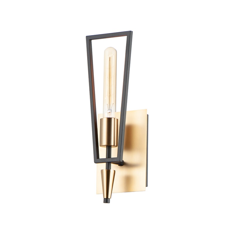 Wings One Light Wall Sconce in Black / Satin Brass