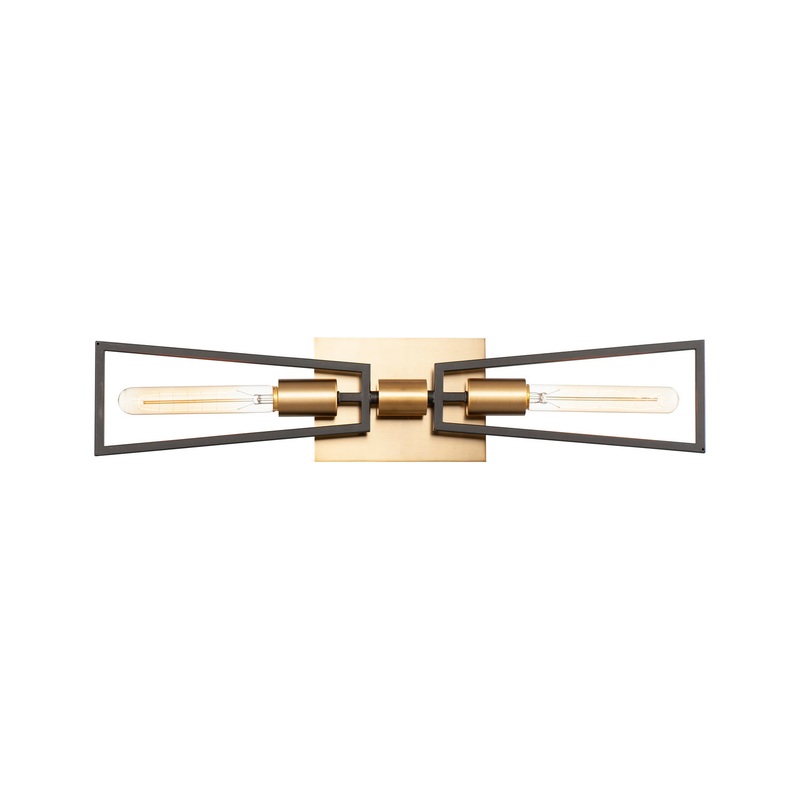 Wings Two Light Wall Sconce in Black / Satin Brass