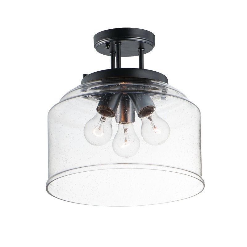Acadia Three Light Semi-Flush Mount in Black