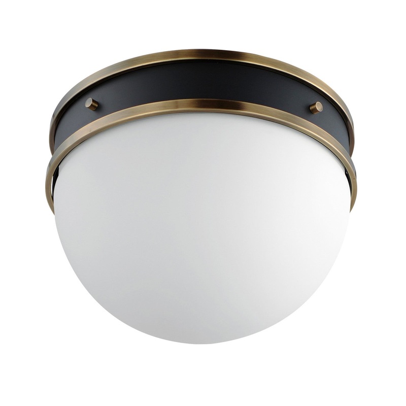 Duke One Light Flush Mount in Black/Weathered Brass