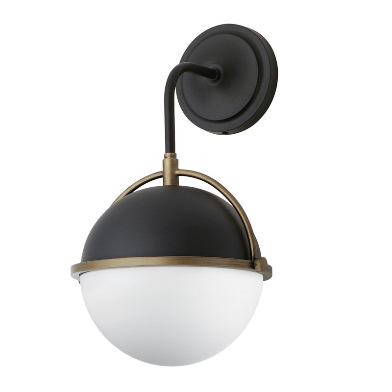 Duke One Light Outdoor Wall Sconce in Black/Weathered Brass
