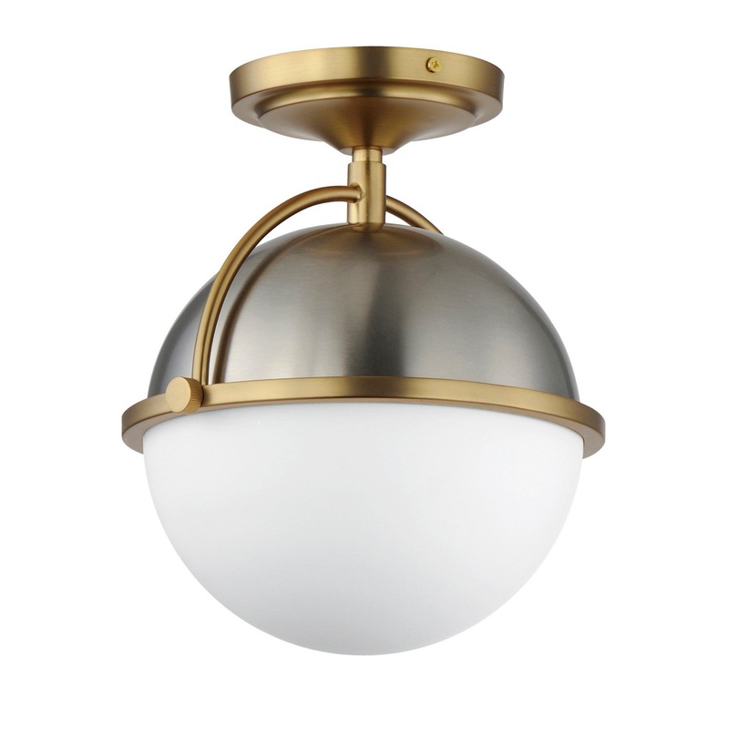 Duke One Light Semi Flush Mount in Satin Nickel / Satin Brass