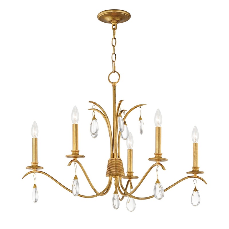 Eden Five Light Chandelier in Charcoal Gold Leaf